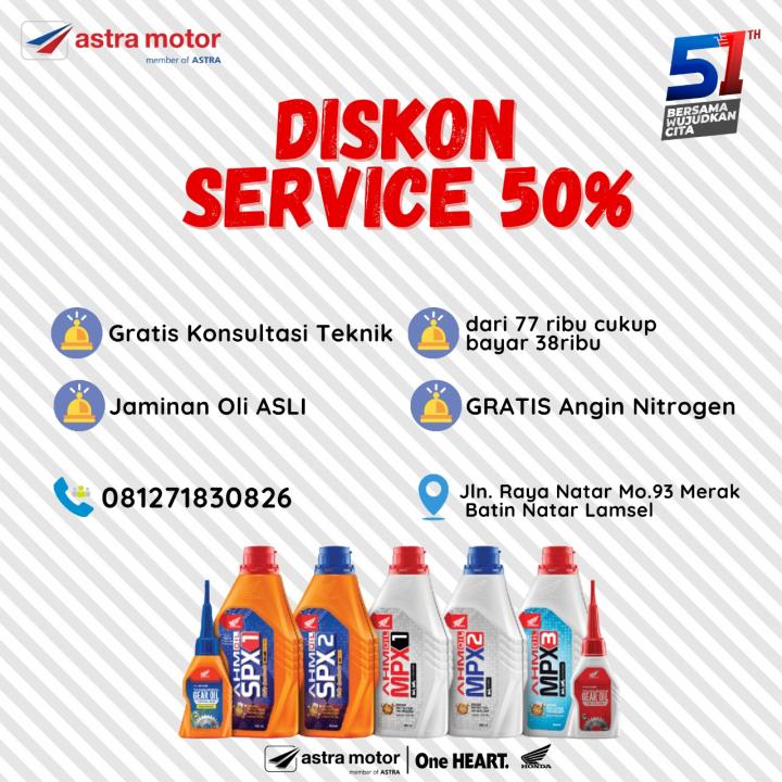 Ahass Astra Motor Natar Berikan Promo Diskon Service 50%